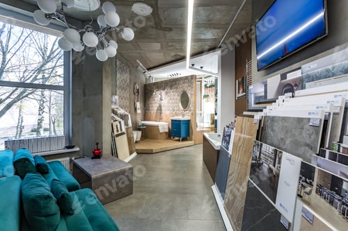 Preview: GRODNO, BELARUS - DECEMBER, 2018: inside interior in shop showroom of elite plumbing