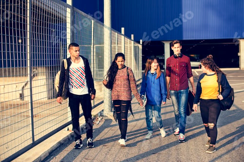 Preview: Group of school friends outdoors lifestyle