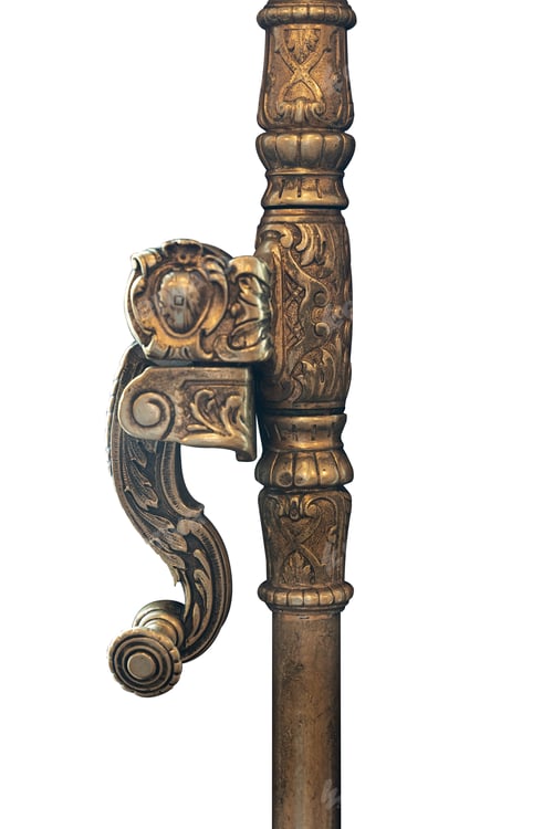 Preview: detail of antique golden window handle knob