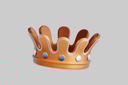 Preview: Crown with wavy orange top and light blue accents