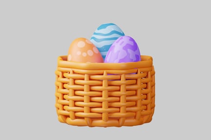 Preview: Wicker Basket with Three Eggs