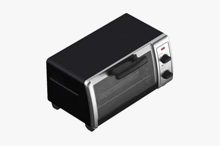 Preview: Compact Black Toaster Oven with Silver Trim