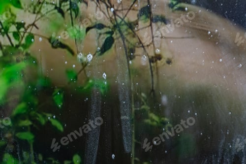 Preview: Background Wet- Raindrop Realistic. Water Splash Shower- Bad Weather. Window- Soap Foam. Rainwater