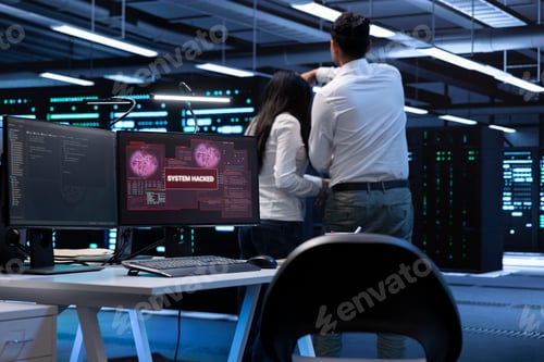 Preview: Team of programmers in server hub trying to protect hardware from hackers