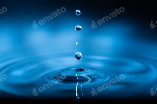 Preview: abstract background of blue water splash falling drop on liquid wave