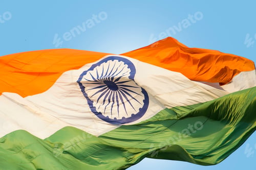 Preview: Close-up shot of wavy Indian flag