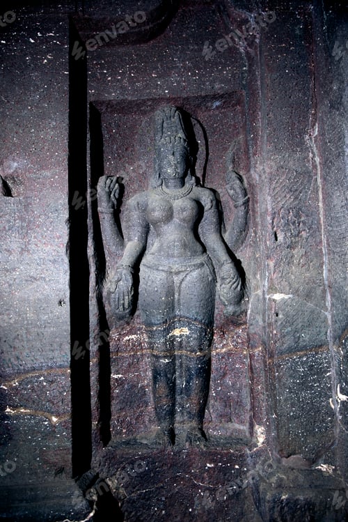 Preview: Sculpture at Ellora cave, UNESCO world heritage site, India,
