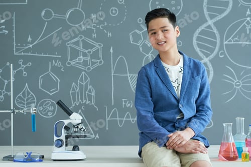 Preview: Boy in chemistry class