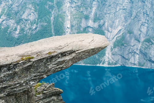 Preview: Scenic View Of Rock Trolltunga - Troll Tongue In Norway. Rock In