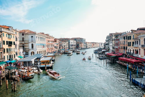 Preview: venice in italy canals with boats in the summer