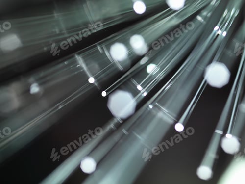 Preview: Fibre optics carrying data, close-up
