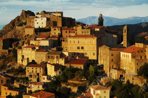 Preview: Late afternoon lights in Speloncato mountain village, Corsica