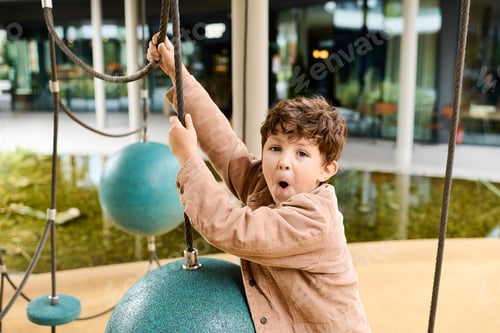 Preview: Joyful moments of a child exploring a playful autumn scene at a lively playground