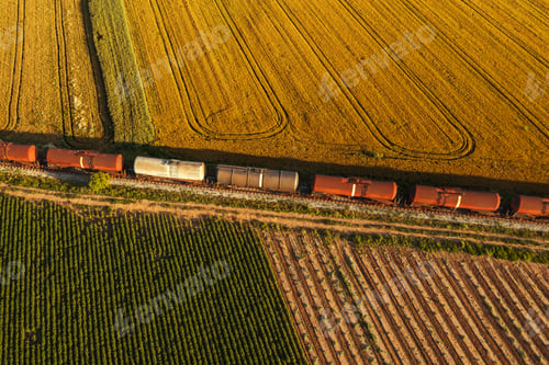Preview: Rail freight transport aerial view