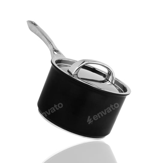 Elegant Black Cookware Pot with Shiny Silver Lid