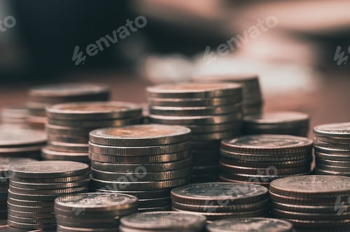 Preview: Stacks of Coins with Selective Focus Close Up