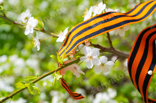 Preview: Cherry branch and Saint Georges ribbon.