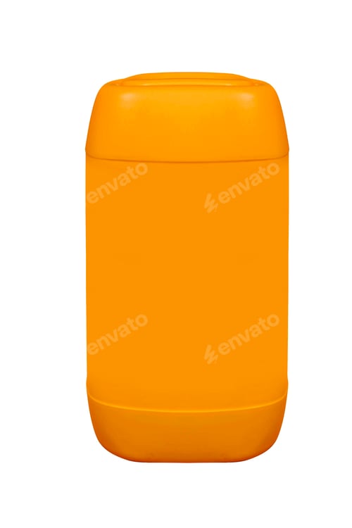 Preview: Orange plastic jerrycan on white background