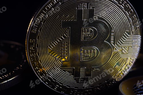 Vista previa: Primer plano del bitcoin plateado