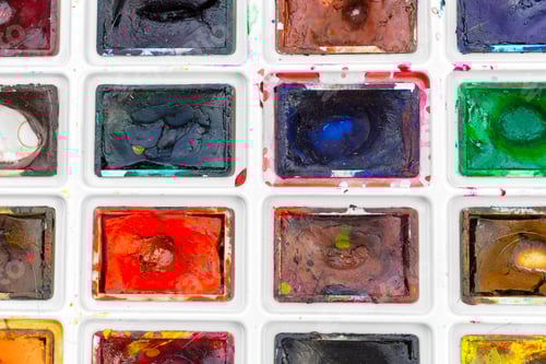 Preview: Set of watercolor paints. close up. creative photo