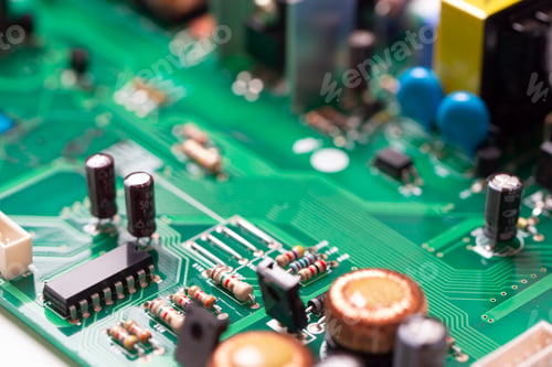 Preview: Close-Up of Electronic Circuit Board Components