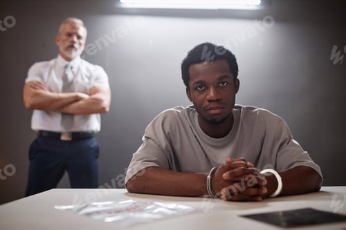 Preview: Criminal looking at camera in prison