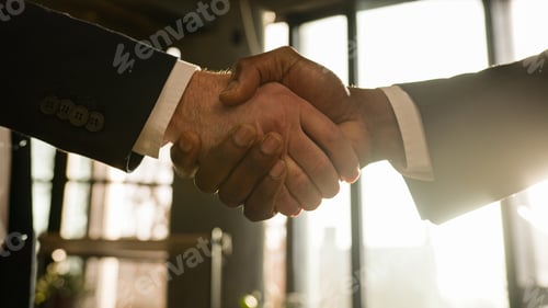 Preview: Close up male hands multiethnic Caucasian and African business people men diverse businessmen