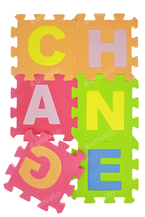 Preview: Word "Change" jigsaw puzzle pieces isolated on white