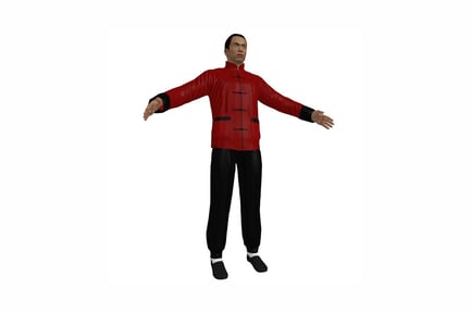 Preview: Figure with outstretched arms in red and black attire