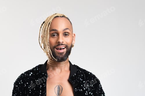 Preview: Black Gay Man in black stylish jacket