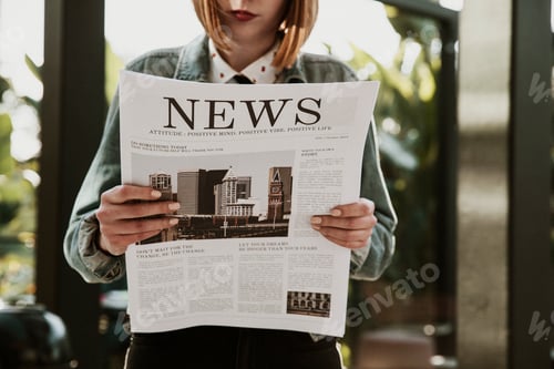 Preview: Woman reading paper news