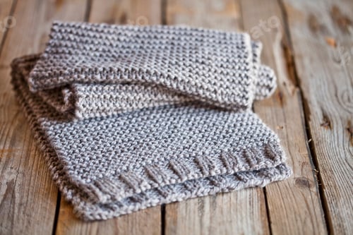Preview: Knitted Cloth on Rustic Wooden Background