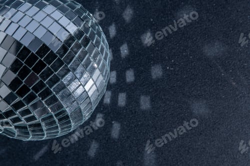 Preview: Mirror disco ball. Black background.