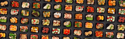 Preview: Creative Banner For Food Delivery With Multiple Lunch Boxes With Tasty Meals