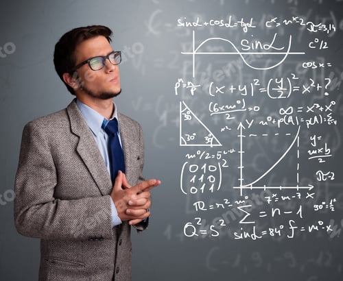 Preview: Handsome Young School Boy Thinking About Complex Mathematical Signs