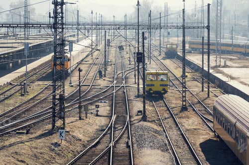 Preview: Trains parked on the racks of an old railway, train station