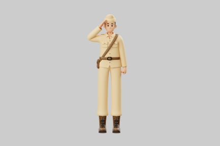 Preview: Cartoon officer saluting celebration figure