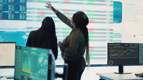 Preview: Enterprise colleagues reviewing efficiency and performance metrics
