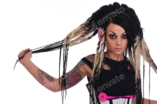 Preview: Emo goth girl with stylish haircut.