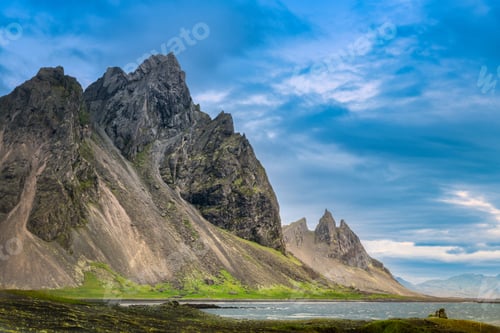 Preview: Vestrahorn Mountain under Blue Sky