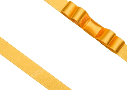 Preview: Festive golden gift ribbon and bow isolated on white background cutout