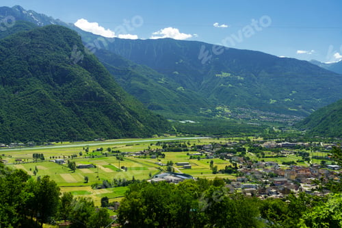 Preview: Panoramic view of Valtellina from Ardenno at summer