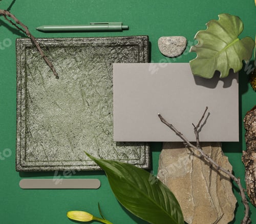 Preview: Flat lay of creative moodboard composition, top view