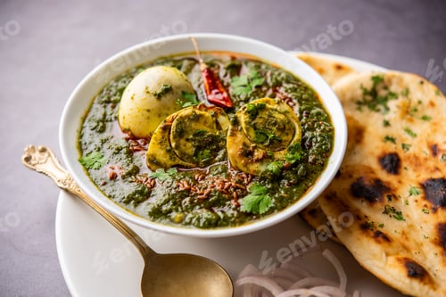 Preview: Spinach egg curry is an Indian non vegetarian dish made using palak gravy with eggs