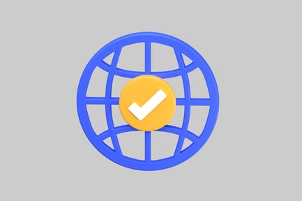 Preview: Global checkmark business icon