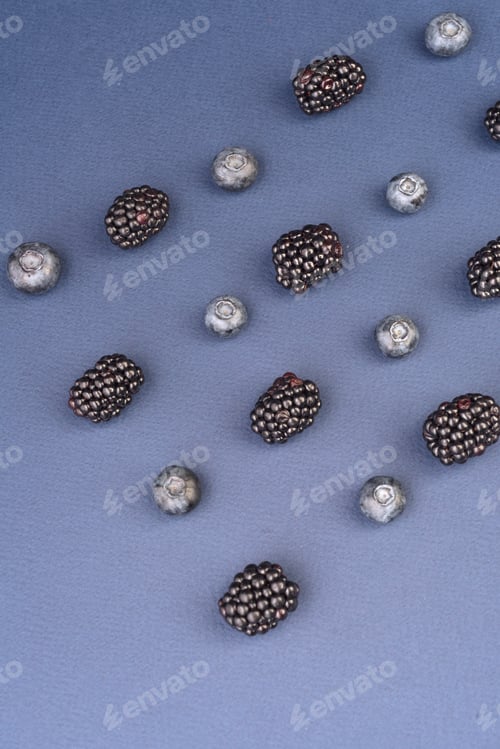 Preview: Blueberries and mulberries isolated