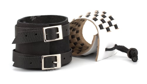 Preview: Rock style leather bracelets isolated on white background