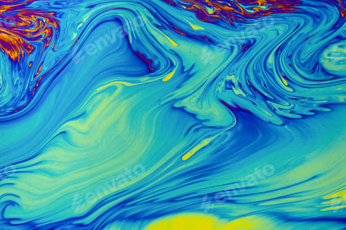 Preview: Psychedelic multicolored patterns background. Photo macro shot of soap bubbles