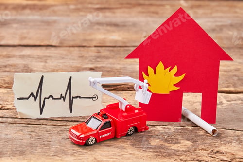 Preview: Heart impulses image, fire, cigarette