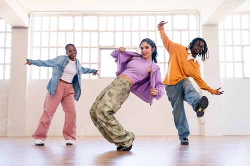 Preview: Young group of multiethnic hip-hop dancers dancing